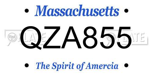 QZA855 Massachusetts License Plate