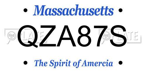 QZA87S Massachusetts License Plate