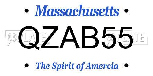 QZAB55 Massachusetts License Plate