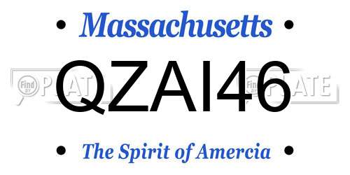 QZAI46 Massachusetts License Plate