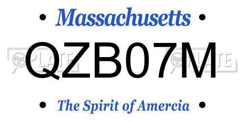 QZB07M Massachusetts License Plate