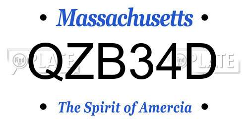 QZB34D Massachusetts License Plate