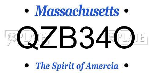 QZB34O Massachusetts License Plate