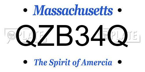 QZB34Q Massachusetts License Plate