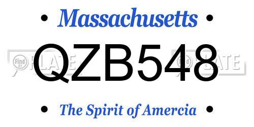 QZB548 Massachusetts License Plate