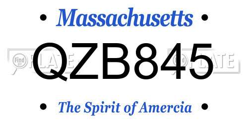 QZB845 Massachusetts License Plate