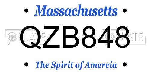 QZB848 Massachusetts License Plate