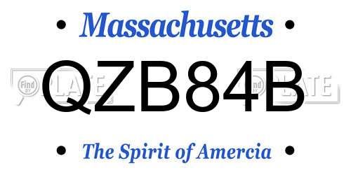 QZB84B Massachusetts License Plate