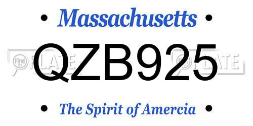 QZB925 Massachusetts License Plate