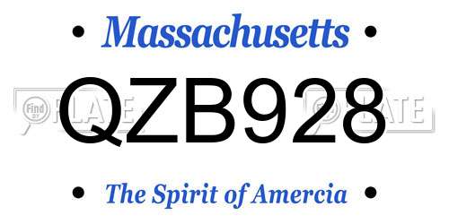 QZB928 Massachusetts License Plate