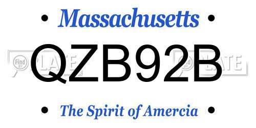 QZB92B Massachusetts License Plate