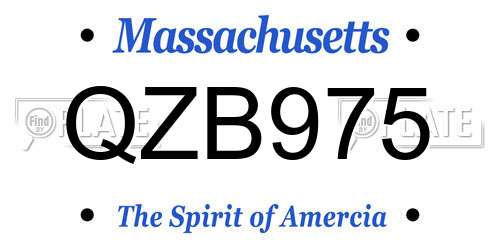 QZB975 Massachusetts License Plate