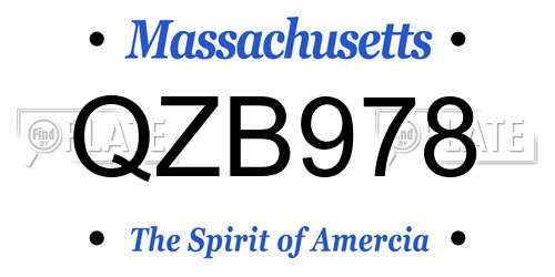 QZB978 Massachusetts License Plate