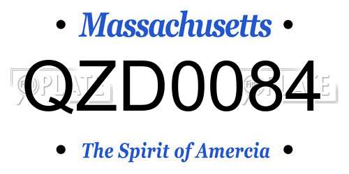 QZD0084 Massachusetts License Plate