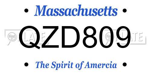 QZD809 Massachusetts License Plate