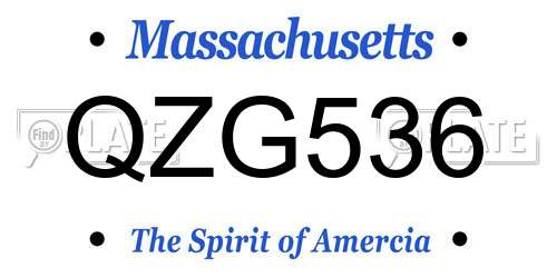 QZG536 Massachusetts License Plate