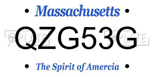 QZG53G Massachusetts License Plate