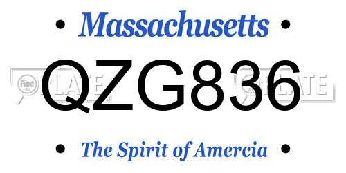 QZG836 Massachusetts License Plate