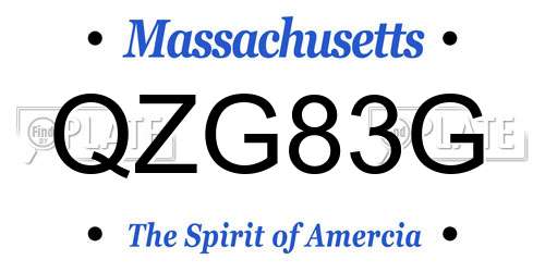 QZG83G Massachusetts License Plate