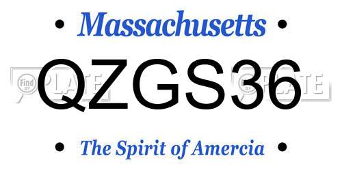 QZGS36 Massachusetts License Plate