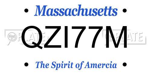 QZI77M Massachusetts License Plate