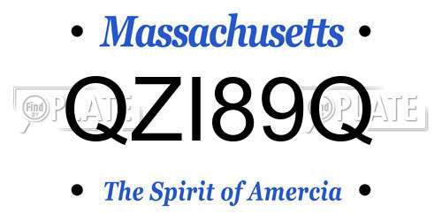 QZI89Q Massachusetts License Plate