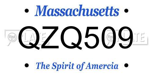 QZQ509 Massachusetts License Plate