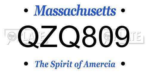 QZQ809 Massachusetts License Plate