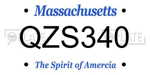 QZS340 Massachusetts License Plate