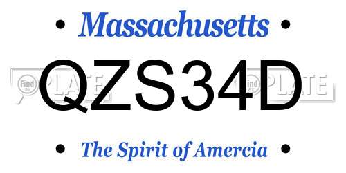 QZS34D Massachusetts License Plate