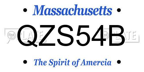 QZS54B Massachusetts License Plate