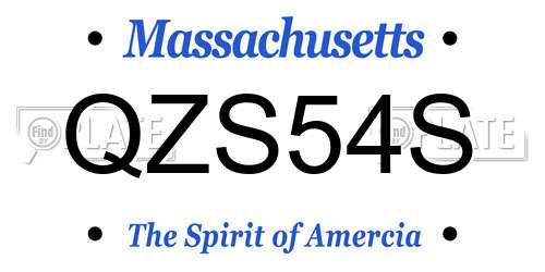 QZS54S Massachusetts License Plate