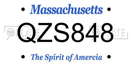 QZS848 Massachusetts License Plate