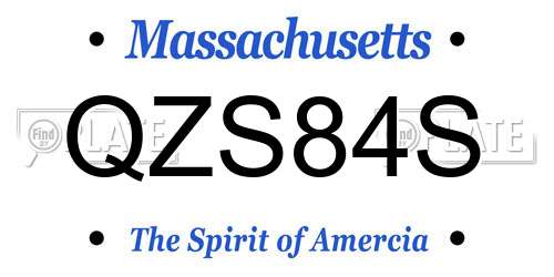 QZS84S Massachusetts License Plate