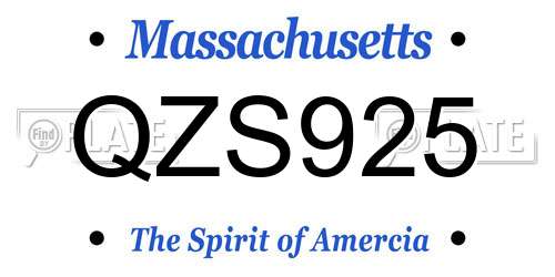 QZS925 Massachusetts License Plate
