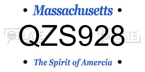 QZS928 Massachusetts License Plate