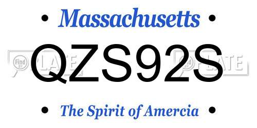 QZS92S Massachusetts License Plate