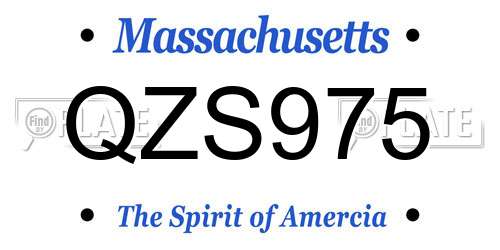 QZS975 Massachusetts License Plate
