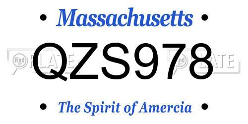 QZS978 Massachusetts License Plate
