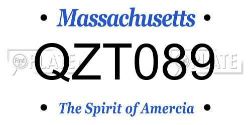 QZT089 Massachusetts License Plate