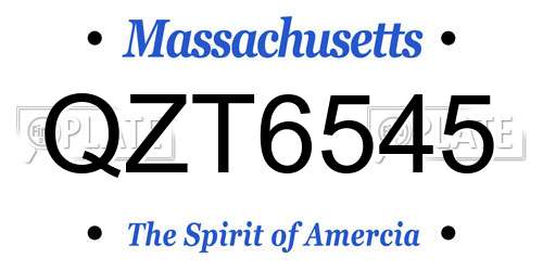 QZT6545 Massachusetts License Plate