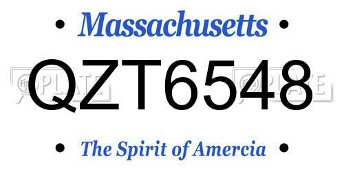 QZT6548 Massachusetts License Plate
