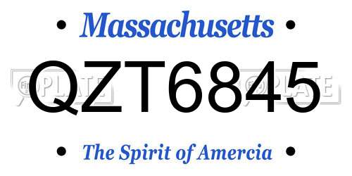 QZT6845 Massachusetts License Plate