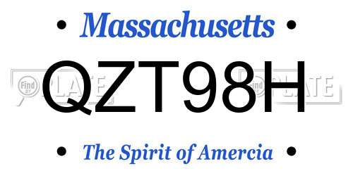 QZT98H Massachusetts License Plate