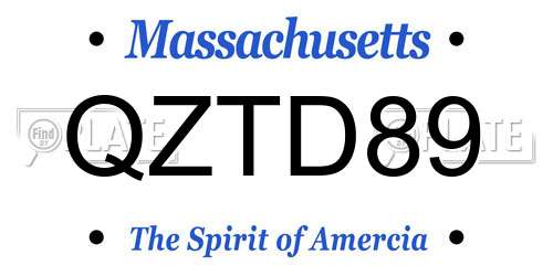 QZTD89 Massachusetts License Plate