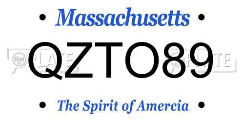 QZTO89 Massachusetts License Plate