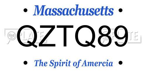 QZTQ89 Massachusetts License Plate