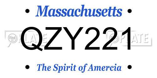 QZY221 Massachusetts License Plate