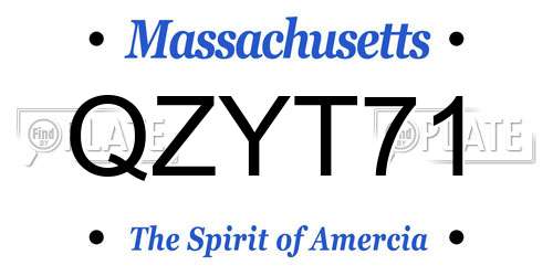 QZYT71 Massachusetts License Plate