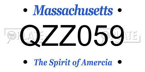 QZZ059 Massachusetts License Plate